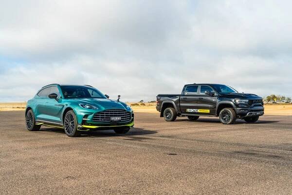 1200hp RAM TRX vs Aston Martin DBX707 drag race