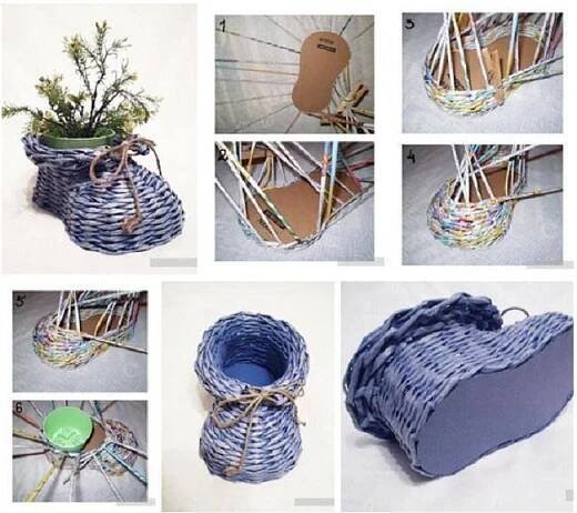 several pictures of different things made out of wicker