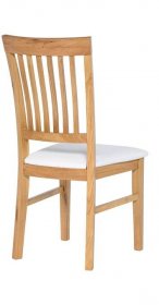 Masivní dubová lakovaná židle Raines s bílou koženkou