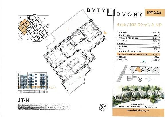 Byt 4+kk s dvěma terasami BYTY 4 DVORY, České Budějovice – N04053 | RealityMIX