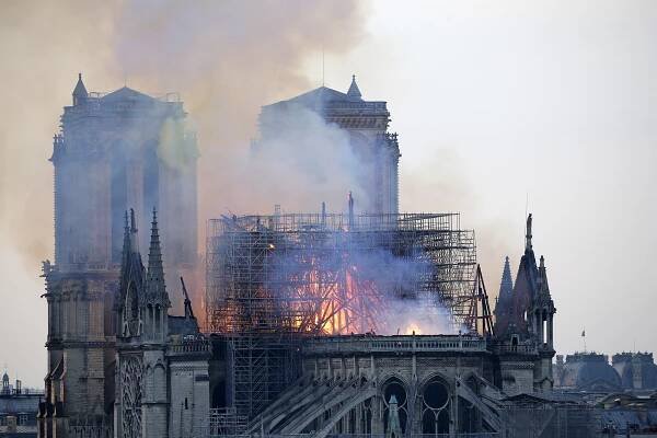 Notre Dame cathedral on fire