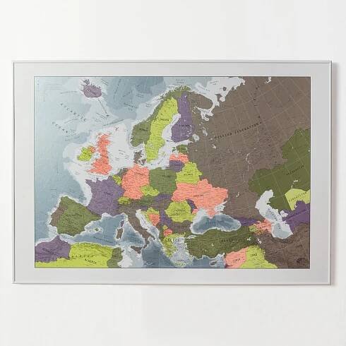 Magnetická mapa Evropy The Future Mapping Company Europe, 100 x 70 cm
