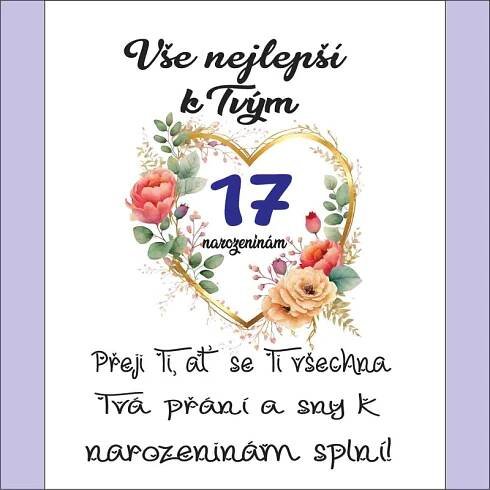 Krásné přání k 17 narozeninám | Skladem