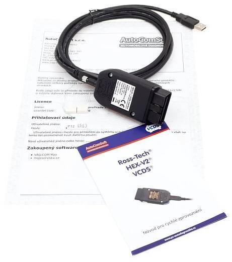 Ross-Tech VCDS VAG-COM MAX Diagnostika, HEX V2 USB kabel, čeština, kon