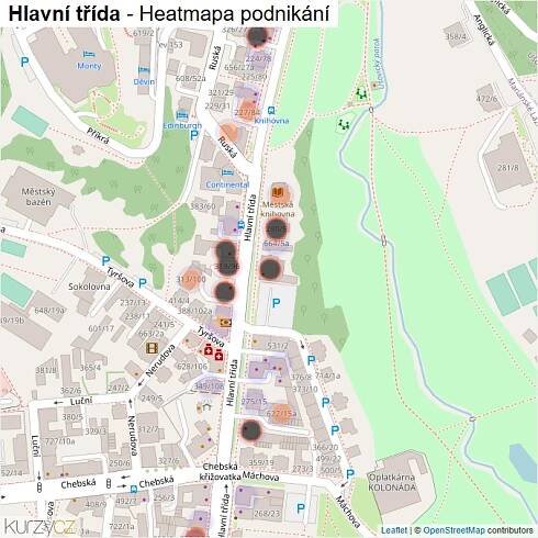 Mapa Hlavní třída - Firmy v ulici.