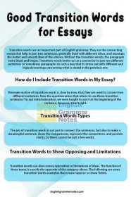 Good Transition Words for Essays