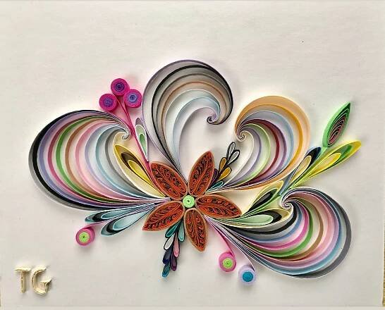 Paper Quilling Art Flowers Design For Love - Unique Gift - Size 8''x10'' (F2)