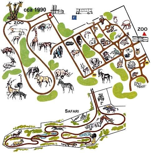 Map of Safari Park Dvůr Králové nad Labem - 1990