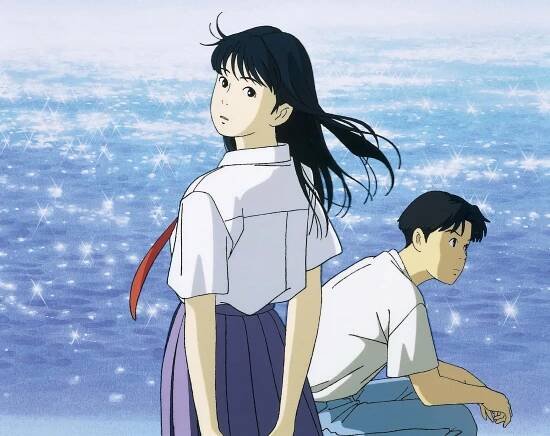 A Tranquil Moment from Studio Ghibli's Ocean Waves Film Wallpaper