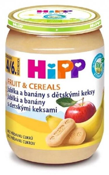 Hipp BIO Jablka a banány s dětskými keksy 190 g