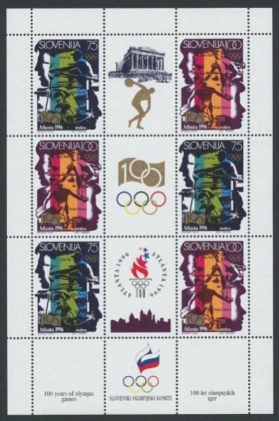 Slovinsko 1996 Známky Aršík 151-152II** sport Olympiáda olympijské hry - Známky