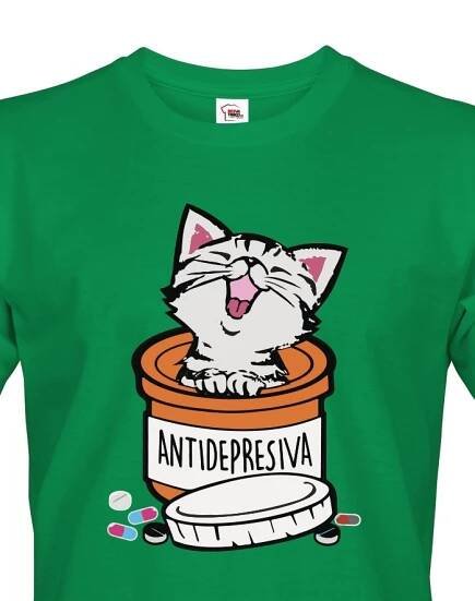 Pánské tričko pro milovníky koček s potiskem "Antidepresiva"