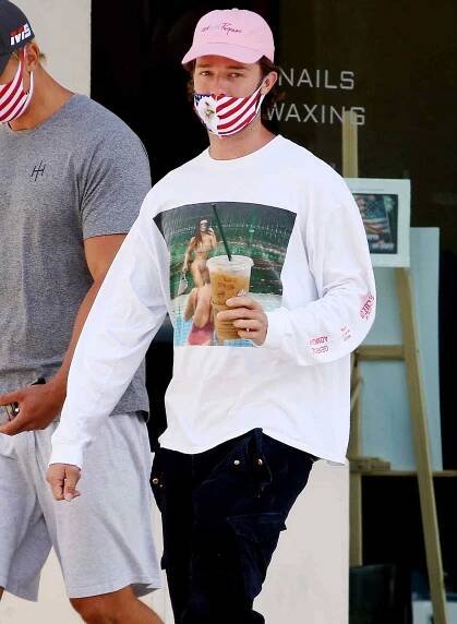 Patrick Schwarzenegger Seen Wearing a T-Shirt Emblazoned with Photo of Khloé and Kim Kardashian