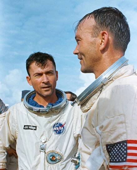 Gemini 10 Crew John Young and Michael Collins Aboard the USS Guadalcanal - NASA