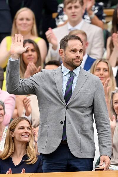 LONDON, ENGLAND - JULY 05: Andy Roddick attends day six of the Wimbledon Tennis Championships at the All England Lawn Tennis and Croquet Club at All England Lawn Tennis and Croquet Club on July 05, 2025 in London, England. (Photo by Karwai Tang/WireImage)