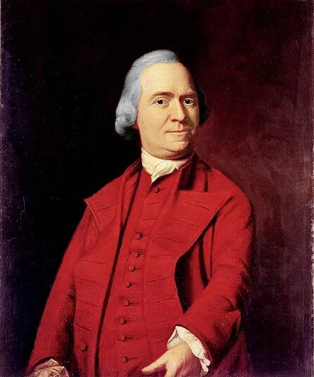 Harvard-educated Samuel Adams, staunch Puritan, failed maltster, and ringleader of Boston’s rebellious Sons of Liberty, is pictured here in a portrait.