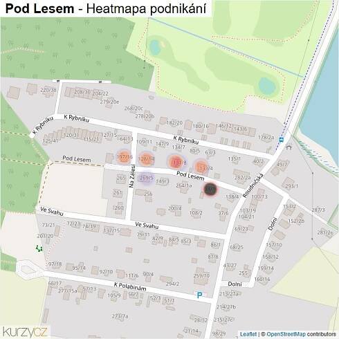 Mapa Pod Lesem - Firmy v ulici.