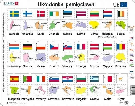 PUZZLE KREATIVNÍ SKLÁDAČKA EVROPSKÁ UNIE, VLAJKY, STŮL