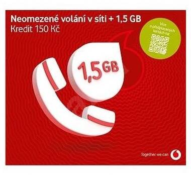 Vodafone SIM karta 150 Kč Neomezené volání v síti + 1.5 GB