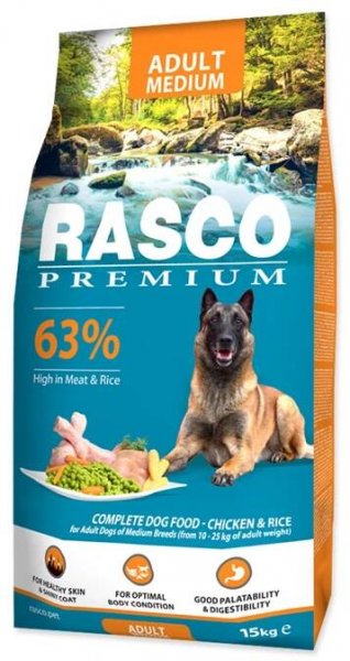 Rasco Granule Premium Adult Medium kuře s rýží 15 kg
