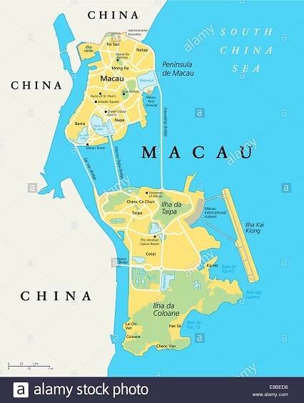 Macao, Čína mapě