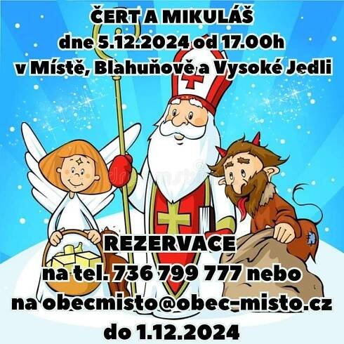 Čert a Mikuláš 5.12.2024 - Oficiální stránky obce Místo