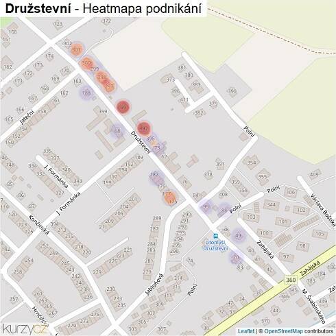 Mapa Družstevní - Firmy v ulici.