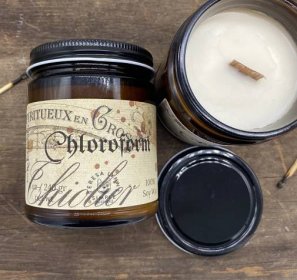 Chloroform, wooden wick soy candle, self care candle, witch, relaxation, meditation candle, essential oil, best seller