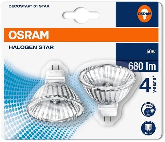Osram Halogenová reflektorová žárovka 36° GU5.3 / 50 W (680 lm) teplá bílá, 2 ks nakoupit u OBI