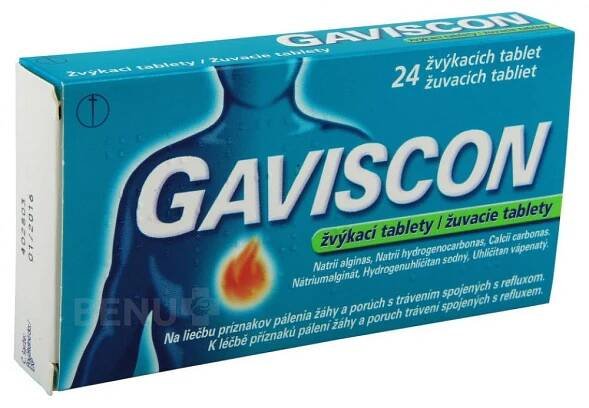 GAVISCON žvýkací tablety 24 tablet (Pálení žáhy a překyselení)