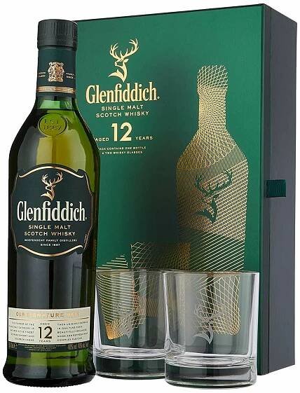 Glenfiddich 12 Y.O. + 2 poháre, GIFT