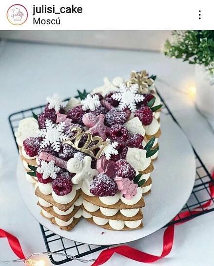 Christmas Cake with Floral Decorations