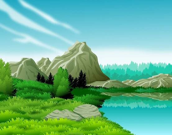 Landscape with lake and mountain :: Behance