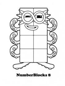 Numberblocks 8 omalovánky pro děti k vytištění a online