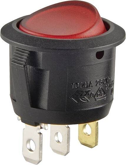 TRU COMPONENTS 700290 kolébkový spínač R13-112B B/R 230V 250 V/AC 6 A 1x vyp/zap s aretací 1 ks