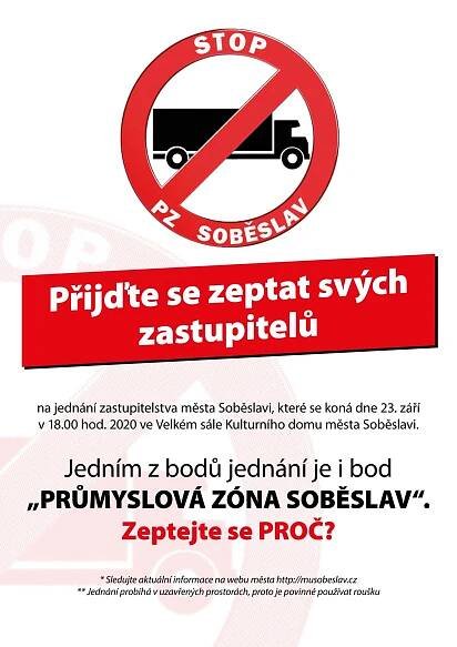 Leták – Odpovědi zastupitelů a pozvánka na zastupitelstvo - Průmyslová zóna Soběslav - Naše Soběslav z.s.