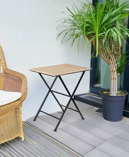 ZAHRADNÍ SKLÁDACÍ STOLEK MALÝ 62 cm CATERINGOVÝ BOHO BAMBUSOVÝ na balkon Hloubka nábytku 40.5 cm