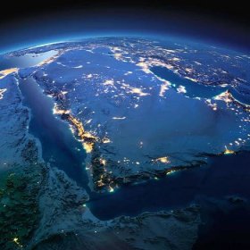 Podrobné země. Saúdská Arábie na měsíční noci — Stock obrázek