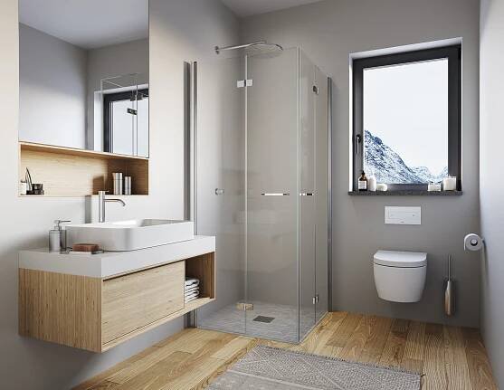 SOLINO SOLF1 G+D - Rohový vstup s dvoudílnými skládacími dveřmi - Sprchové zástěny - RONAL Bathrooms