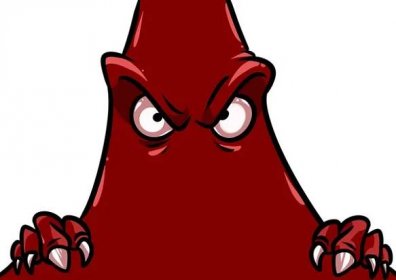 Smrťova démonka rudá zlá příšera postava kresleného obrázku — Stock obrázek