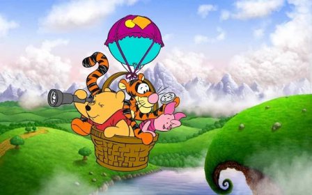 Winnie The Pooh Tigger And Piglet Cartoon Flying Balloon Wallpaper Hd For Desktop1920x1200