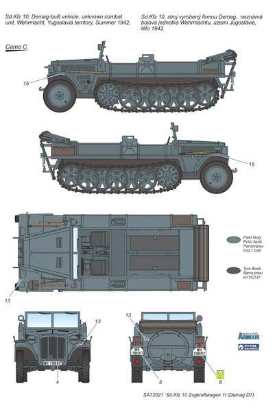 Sd.Kfz 10 Zugkraftwagen 1t (Demag D7) 1/72 | Special Hobby - výrobce slepovacích modelů