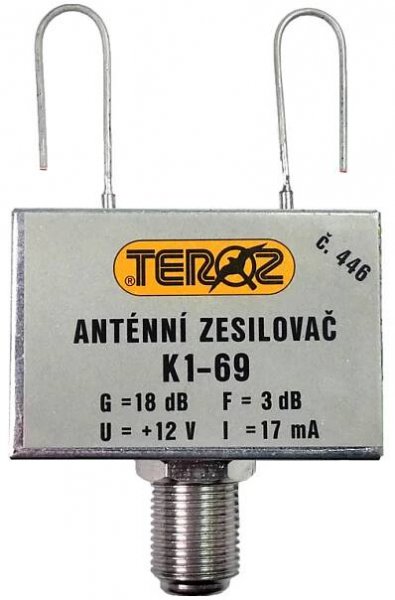 anténní zesilovač DVB-T / DVB-T2 16dB TEROZ č.446 F symetrizační člen