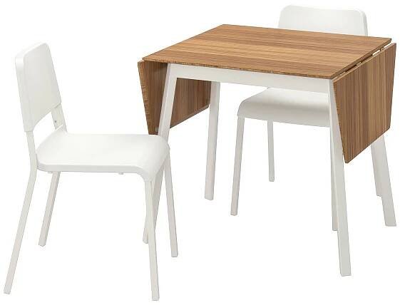 IKEA PS 2012 / TEODORES stůl a 2 židle, bambus bílá/bílá - IKEA