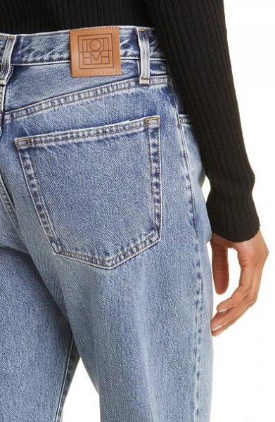 TOTEME Twisted Seam High Waist Straight Leg Jeans, Alternate, color, Worn Blue 485