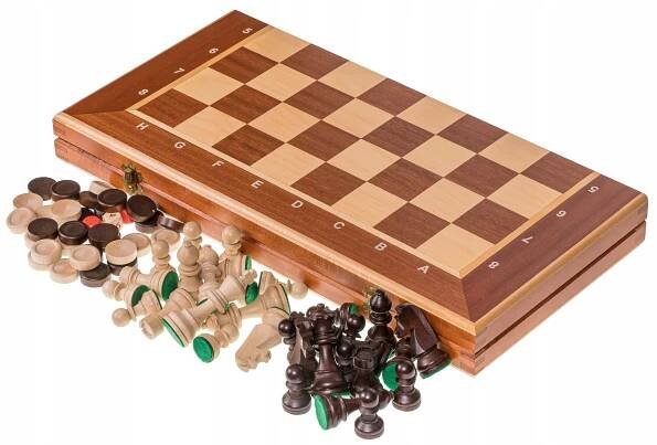 Hra 3-1 Dřevěné šachy Turnajové č. 5 + Backgammon + Vrhcáby