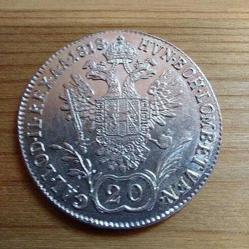 20 krejcarů 1818 A, František I., změna opisu, Rakousko-Uhersko