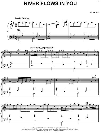 Learn to play Yiruma River Flows In You sheet music for Very Easy Piano in minutes. Price: 6.9900$ 