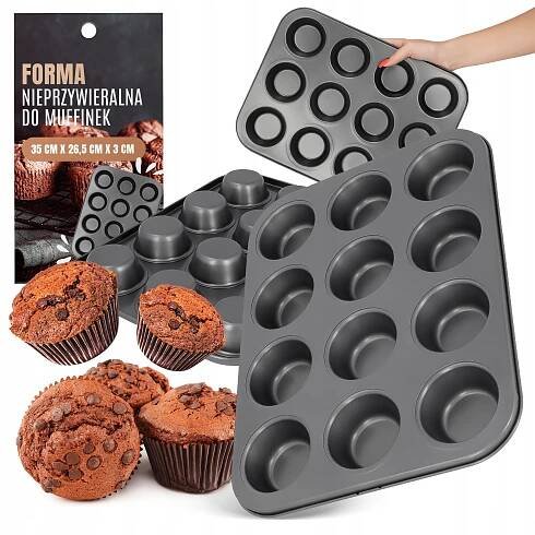 PLECH FORMIČKY MUFFINY Plechová forma Pečení CUPCAKŮ DEZERTŮ SVAČINA L0