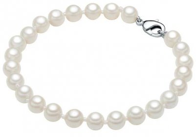 Náramek s bílými perlami ⌀ 6 mm Perldesse Muschel se zapínáním, délka 17 cm